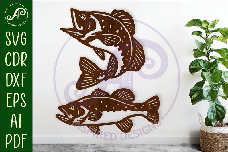Bass fish Silhouette laser cut wall art SVG APInspireddesigns 