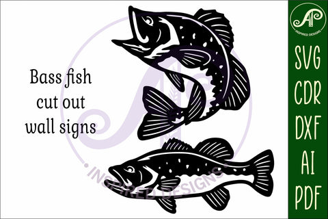 Bass fish Silhouette laser cut wall art SVG APInspireddesigns 