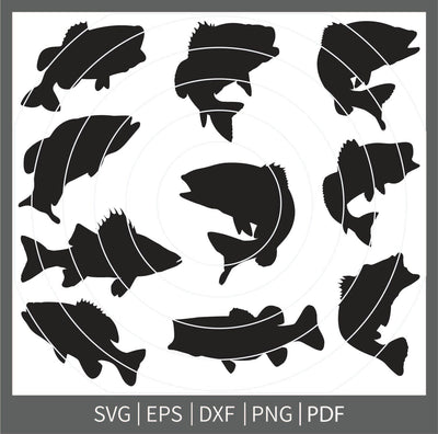 Bass fish svg, Bass monograme, Bass Clipart, Fishing Svg, Bass Fishing Silhouette, Bass Cricut, Fishing SVG, fish clipart SVG Dinvect 