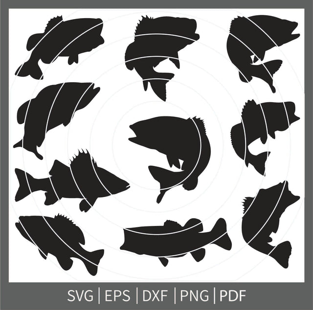Bass fish svg, Bass monograme, Bass Clipart, Fishing Svg, Bass Fishing Silhouette, Bass Cricut, Fishing SVG, fish clipart SVG Dinvect 