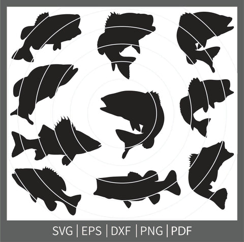 Bass fish svg, Bass monograme, Bass Clipart, Fishing Svg, Bass Fishing Silhouette, Bass Cricut, Fishing SVG, fish clipart SVG Dinvect 