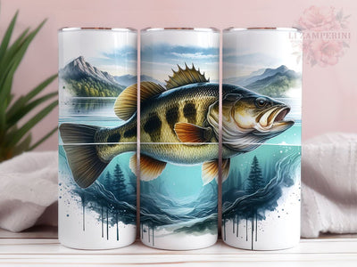 Bass Fish Tumbler Wrap For Men, Husband Father Fisherman Lake Men's Tumbler PNG, Instant Digital Download PNG, Straight & Tapered Tumbler Wrap PNG Sublimation Li Zamperini 
