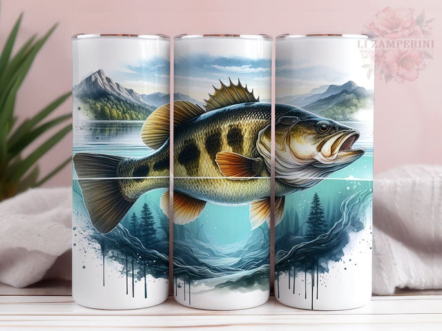 Bass Fish Tumbler Wrap For Men, Husband Father Fisherman Lake Men's Tumbler PNG, Instant Digital Download PNG, Straight & Tapered Tumbler Wrap PNG Sublimation Li Zamperini 