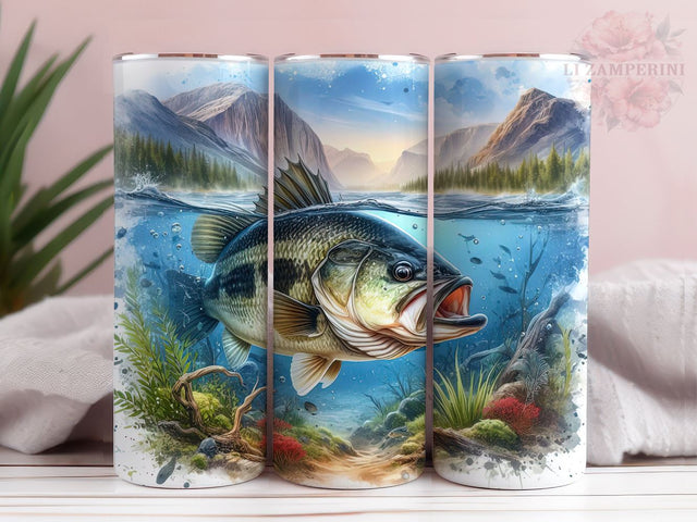 Bass Fish Tumbler Wrap For Men, Husband Father Fisherman Lake Men's Tumbler PNG, Instant Digital Download PNG, Straight & Tapered Tumbler Wrap PNG Sublimation Li Zamperini 