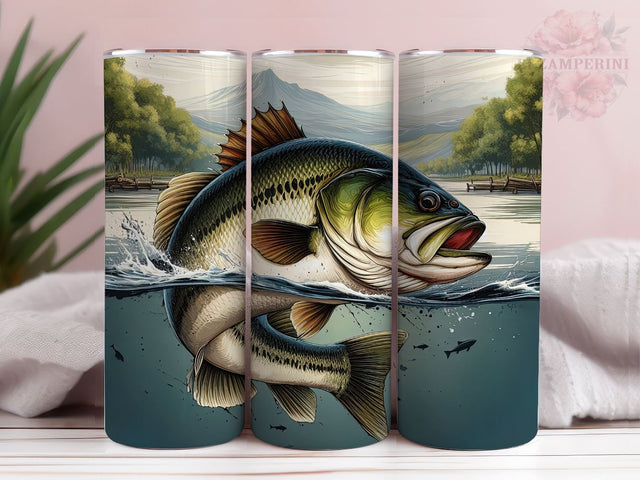Bass Fish Tumbler Wrap For Men, Husband Father Fisherman Lake Men's Tumbler PNG, Instant Digital Download PNG, Straight & Tapered Tumbler Wrap PNG Sublimation Li Zamperini 