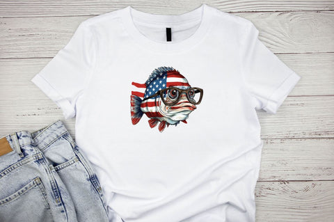 Bass Fish with American Flag Sublimation Bundle Sublimation Designangry 