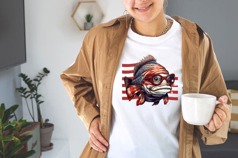 Bass Fish with American Flag Sublimation Bundle Sublimation Designangry 