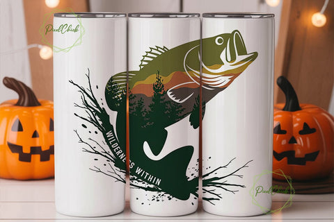 Bass Fishing 20oz Tumbler Wrap Sublimation PixelChick 