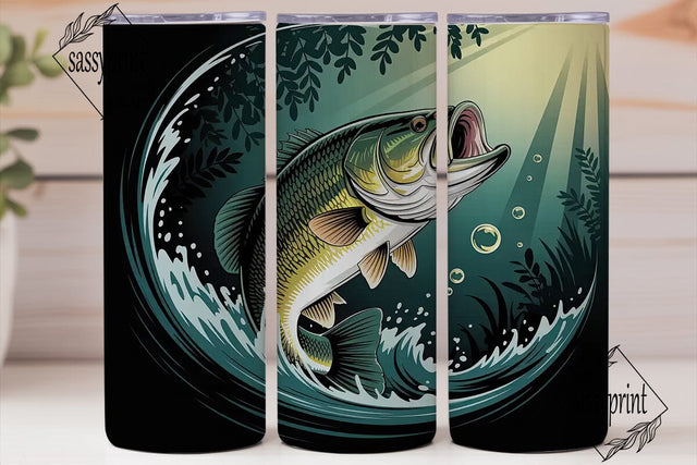 Bass Fishing 20oz Tumbler Wrap Sublimation sassyprint 