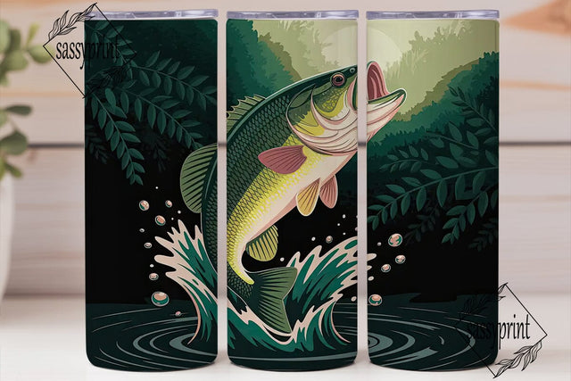Bass Fishing 20oz Tumbler Wrap Sublimation sassyprint 