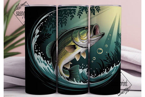 Bass Fishing 20oz Tumbler Wrap Sublimation sassyprint 