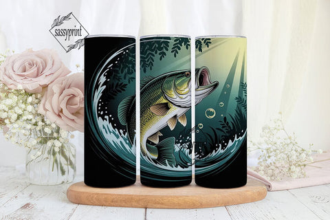 Bass Fishing 20oz Tumbler Wrap Sublimation sassyprint 