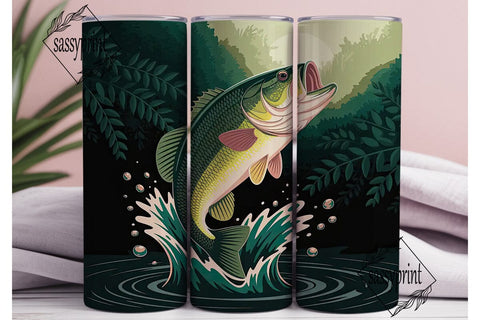 Bass Fishing 20oz Tumbler Wrap Sublimation sassyprint 