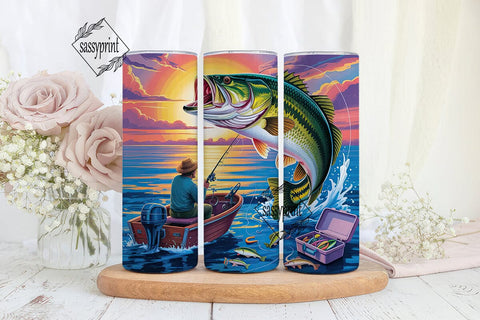 Bass Fishing Adventure 20oz Tumbler Wrap Sublimation sassyprint 