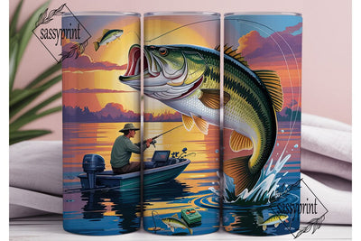 Bass Fishing Adventure 20oz Tumbler Wrap Sublimation sassyprint 