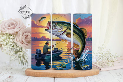 Bass Fishing Adventure 20oz Tumbler Wrap Sublimation sassyprint 