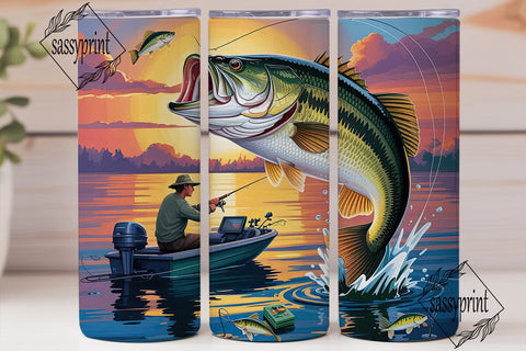 Bass Fishing Adventure 20oz Tumbler Wrap Sublimation sassyprint 