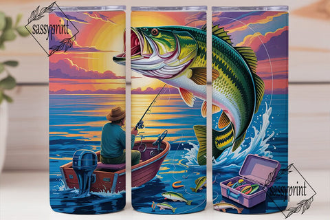 Bass Fishing Adventure 20oz Tumbler Wrap Sublimation sassyprint 