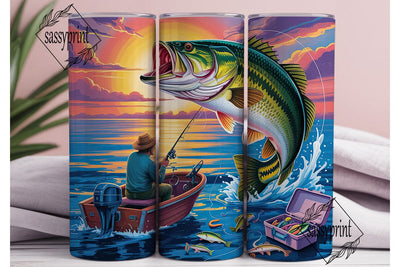 Bass Fishing Adventure 20oz Tumbler Wrap Sublimation sassyprint 