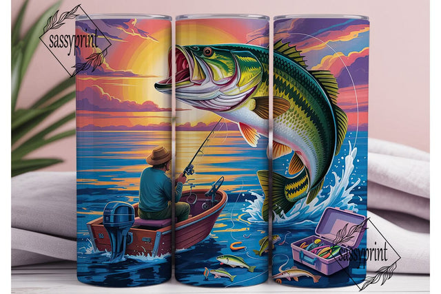 Bass Fishing Adventure 20oz Tumbler Wrap Sublimation sassyprint 
