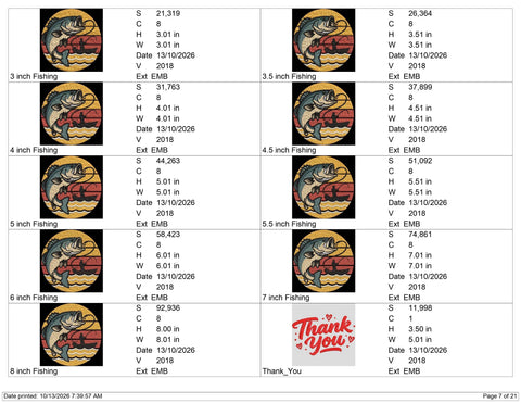 Bass Fishing Embroidery Design – Largemouth Bass Fish Retro Sunset Fisherman Boat Machine Embroidery File Embroidery/Applique DESIGNS PatternFeed8 