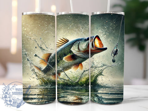 Bass Fishing Enthusiast 20oz Tumbler, Fishing Gift, 20oz Sublimation, Angler Decor, Custom Tumbler Wrap, Outdoor Enthusiast, Fish Lover Gift Sublimation ToriDesigns 