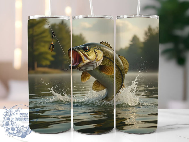 Bass Fishing Enthusiast 20oz Tumbler, Fishing Gift, 20oz Sublimation, Angler Decor, Custom Tumbler Wrap, Outdoor Enthusiast, Fish Lover Gift Sublimation ToriDesigns 