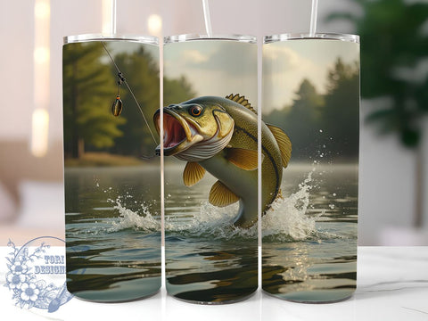 Bass Fishing Enthusiast 20oz Tumbler, Fishing Gift, 20oz Sublimation, Angler Decor, Custom Tumbler Wrap, Outdoor Enthusiast, Fish Lover Gift Sublimation ToriDesigns 