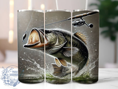 Bass Fishing Enthusiast 20oz Tumbler, Fishing Gift, 20oz Sublimation, Angler Decor, Custom Tumbler Wrap, Outdoor Enthusiast, Fish Lover Gift Sublimation ToriDesigns 