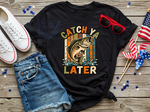 Bass Fishing Humor T-Shirt PNG, Leaping Fish, Angler Life, Catch Ya Later, Sublimation PNG, Outdoor Shirt, Fishing Humor Sublimation ToriDesigns 