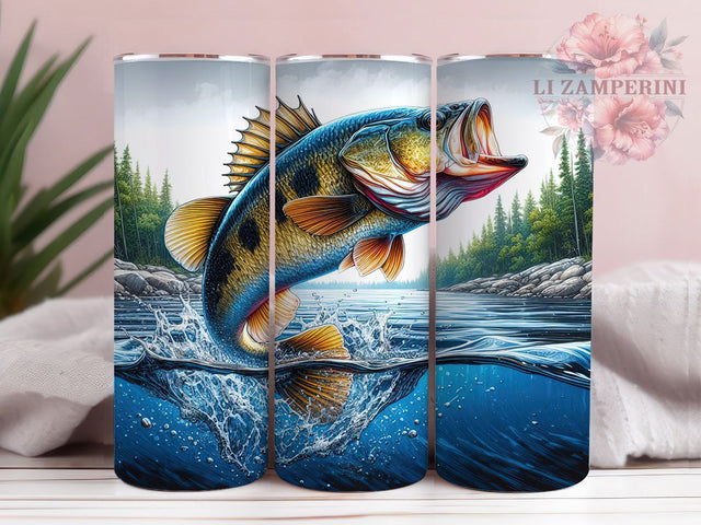 Bass Fishing Lake Life Tumbler Wrap, Fishing Life Design, Lake Fish Art, Fisherman Gift Cup, Outdoor Sport Wrap, Bass Catching Art, Sportsman Sublimation Sublimation Li Zamperini 