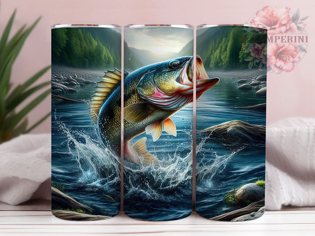 Bass Fishing Lake Life Tumbler Wrap, Fishing Life Design, Lake Fish Art, Fisherman Gift Cup, Outdoor Sport Wrap, Bass Catching Art, Sportsman Sublimation Sublimation Li Zamperini 