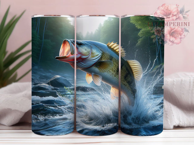 Bass Fishing Lake Life Tumbler Wrap, Fishing Life Design, Lake Fish Art, Fisherman Gift Cup, Outdoor Sport Wrap, Bass Catching Art, Sportsman Sublimation Sublimation Li Zamperini 