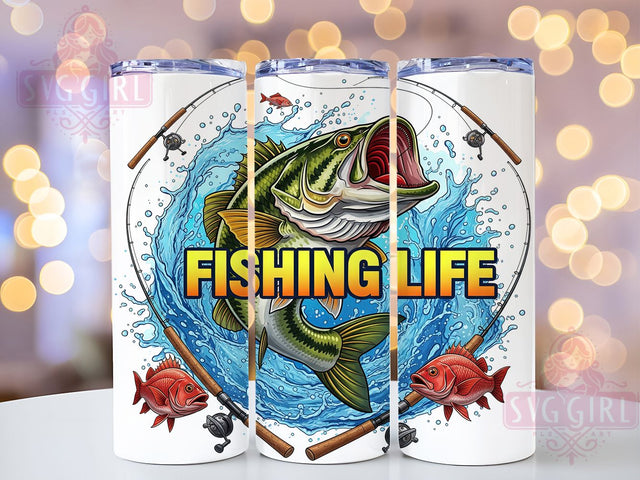Bass Fishing Life Fisherman Angler Tumbler, Fisherman Tumbler Wrap, Fishing Life PNG, 20oz Tumbler Design, Outdoor Fishing Wrap, Sublimation Fishing Design, Bass Angler Gift Sublimation SvggirlplusArt 