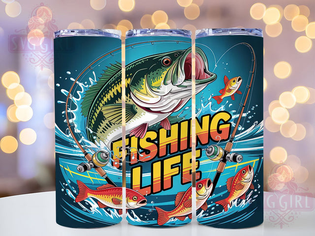 Bass Fishing Life Fisherman Angler Tumbler, Fisherman Tumbler Wrap, Fishing Life PNG, 20oz Tumbler Design, Outdoor Fishing Wrap, Sublimation Fishing Design, Bass Angler Gift Sublimation SvggirlplusArt 