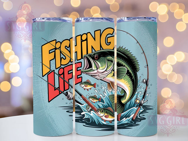 Bass Fishing Life Fisherman Angler Tumbler, Fisherman Tumbler Wrap, Fishing Life PNG, 20oz Tumbler Design, Outdoor Fishing Wrap, Sublimation Fishing Design, Bass Angler Gift Sublimation SvggirlplusArt 