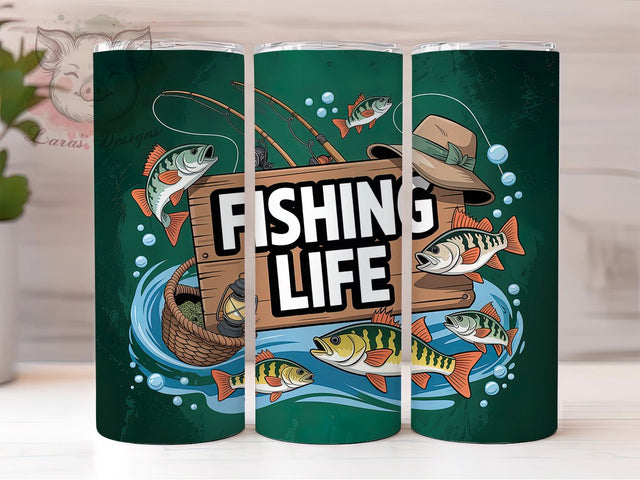 Bass Fishing Life Tumbler, Bass Fisherman Quote, 20oz Tumbler Wrap, Sublimation Design, Angler Gift Tumbler, Outdoor Sports Wrap, Funny Fishing Quote Sublimation Lara' s Designs 