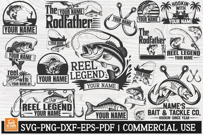 Bass Fishing Monogram SVG Bundle – Name Fishing Designs SVG TonisArtStudio 