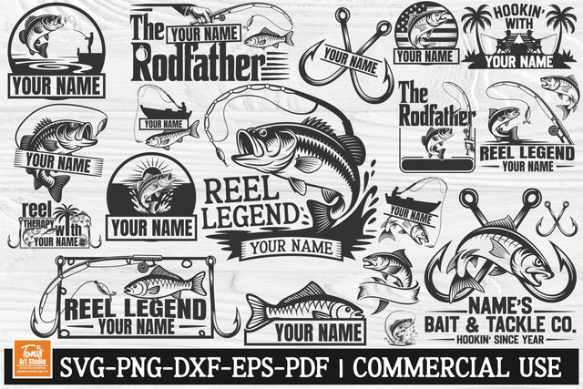 Bass Fishing Monogram SVG Bundle – Name Fishing Designs SVG TonisArtStudio 