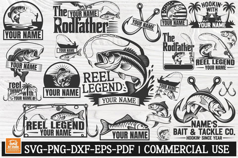 Bass Fishing Monogram SVG Bundle – Name Fishing Designs SVG TonisArtStudio 