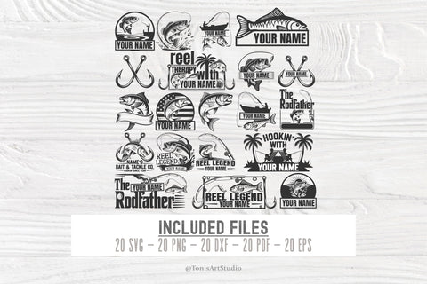 Bass Fishing Monogram SVG Bundle – Name Fishing Designs SVG TonisArtStudio 