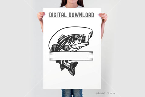 Bass Fishing Monogram Svg, Fishing Svg, Bass Name Fish Svg, Bass Clipart SVG TonisArtStudio 