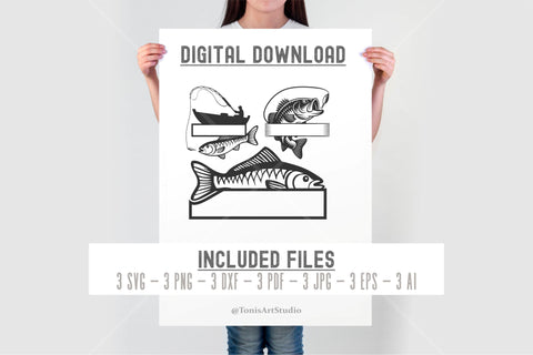 Bass Fishing Monogram Svg, Fishing Svg, Bass Name Fish Svg, Bass Clipart SVG TonisArtStudio 