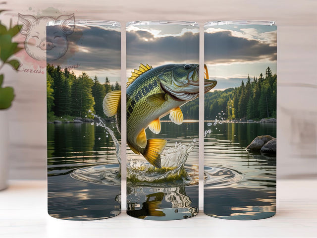 Bass Fishing Outdoor Theme 20oz Tumbler, Bass Fishing, Fishing Theme, Outdoor Lifestyle, Angler Design, 20oz Tumbler Wrap, Sublimation PNG Sublimation Lara' s Designs 