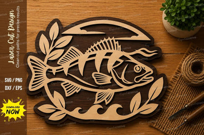Bass Fishing Scene SVG | Wildlife Laser Cut File | Glowforge CNC DXF PNG EPS SVG Regulrcrative 