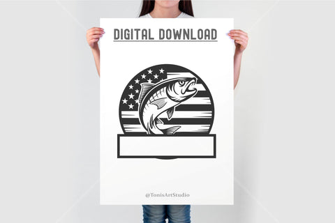 Bass Fishing Svg American Flag Fish Cut File for Cricut SVG TonisArtStudio 