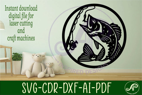 Bass fishing wall art sign, SVG file SVG APInspireddesigns 