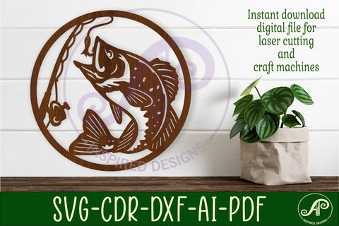 Bass fishing wall art sign, SVG file SVG APInspireddesigns 