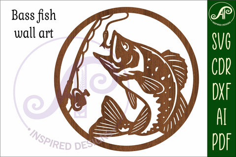 Bass fishing wall art sign, SVG file SVG APInspireddesigns 