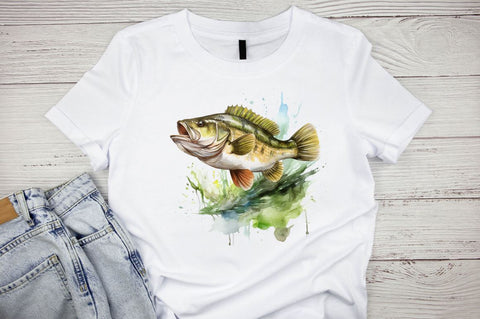 Bass Fishing Watercolor Sublimation Bundle Sublimation Designangry 